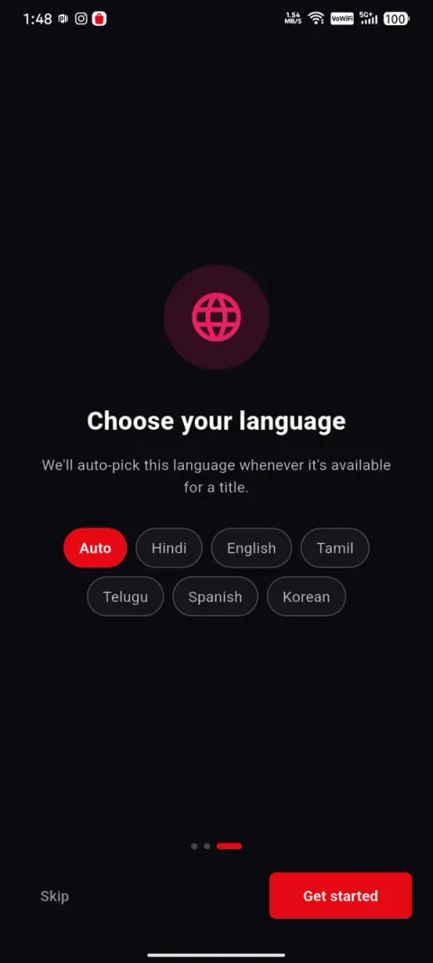Step 4: Pick language & watch