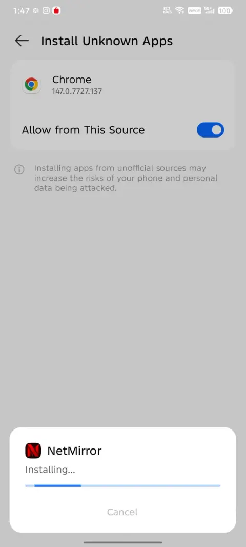 Step 2: Allow this source
