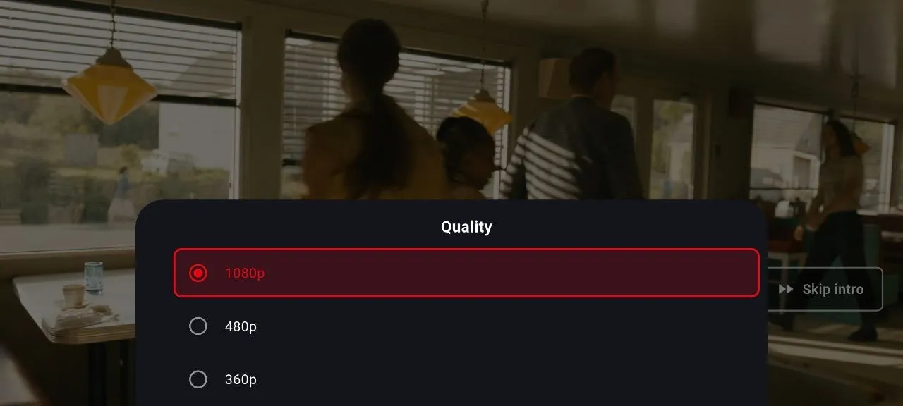 NetMirror video player — Quality on the fly: Pick 1080p, 720p, 480p or 360p to match your connection, without stopping the video.