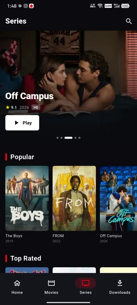 NetMirror Android — Web series & shows: Open any show and every season and episode is laid out — no page-hopping.