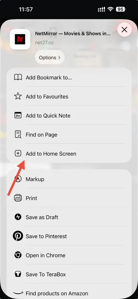 iOS step 2: Tap Share → Add to Home Screen