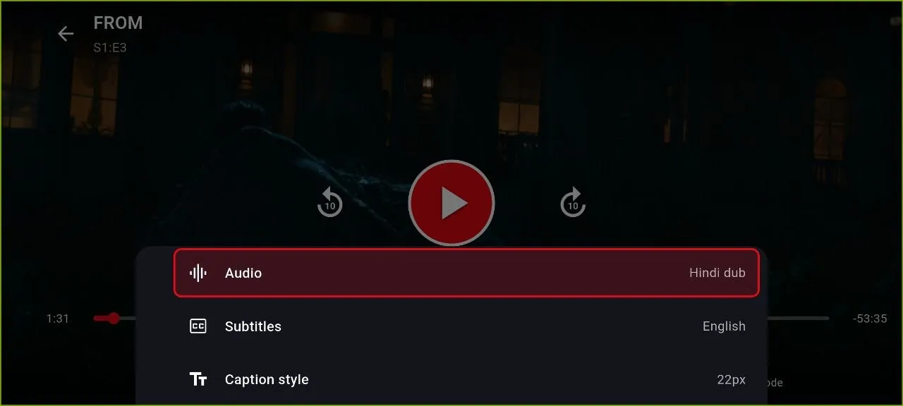 NetMirror TV — Audio, subtitles & captions: Change the audio track (like Hindi dub), turn subtitles on in your language and style the captions — both size and colour — all mid-playback.