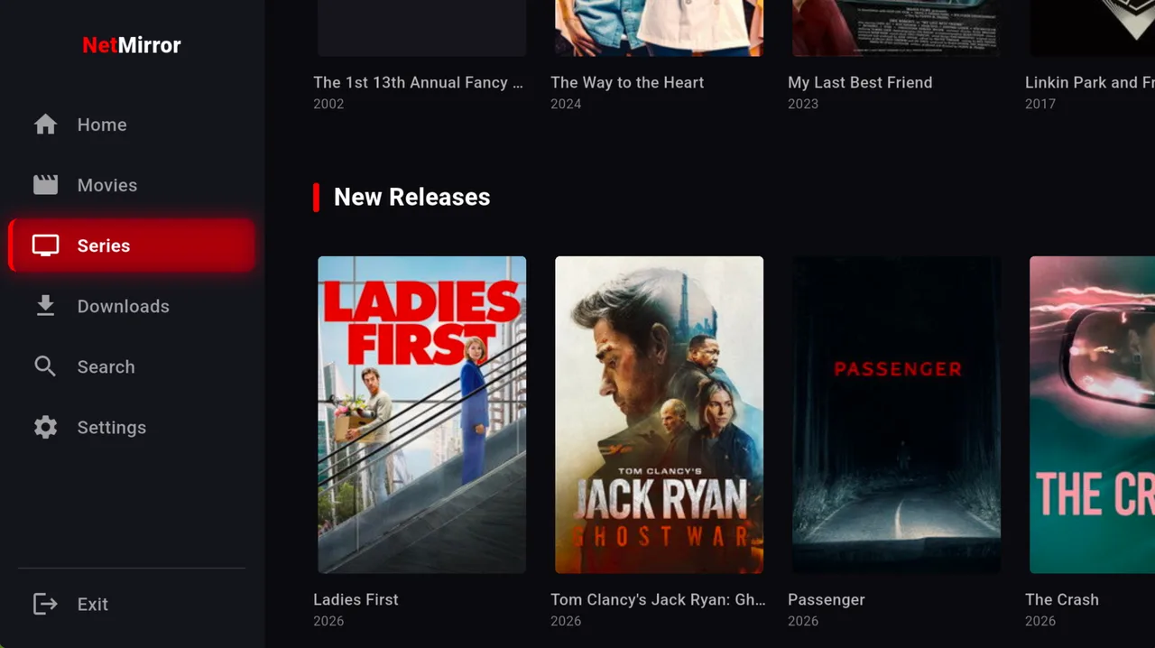 NetMirror TV — Series: New Releases and Popular shows laid out big, so picking something from the couch is easy.