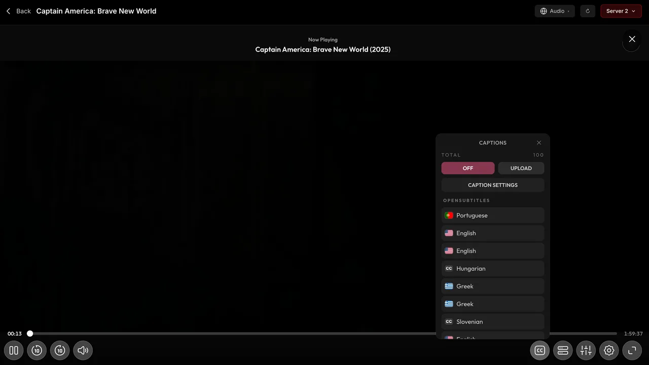 NetMirror Web — 100+ caption tracks: Subtitles in dozens of languages, with upload support.